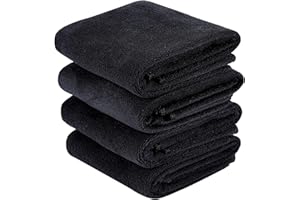 Meng Jiaran Gym Towels, 4 Pack 35 x 75cm Microfibre Sports Towels, Fast Drying & Absorbent Workout Sweat Towel for Gym Yoga Fitness Travel Camping-Black