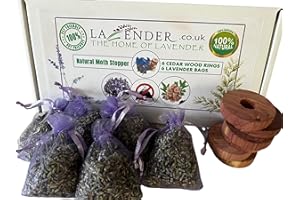 3DROM Moth Repellent Gift Box Containing Lavender Bags and Cedar Wood Rings