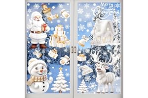 YTUGCG Window Stickers Decoration, 9 Sheets Christmas Window Cling Decal White Stereo Static Sticker for Xmas Window Decoration