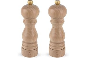 PEUGEOT - Paris u'Select Naturel - Moulin à Poivre + Moulin à Sel 18 cm - Poivre Noir + Sel Gemme Inclus - Réglage u'Select - En Bois Labellisé PEFC - Fabrication Française - Coloris Naturel