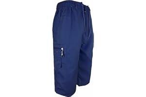 Kapray Clothing Mens 3/4 Elasticated Waist Summer Cotton Swim Beach Cargo Combat Shorts M - XXL