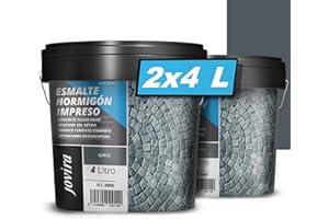 JOVIRA PINTURAS Resina-Esmalte Hormigón Impreso. Resina renovadora para pavimentos de hormigón. (2x4 Litros, Gris) D-19