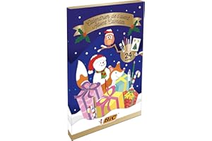 BIC Calendario dell'Avvento, Penne a Sfera, Matite Colorate, Pennarelli, Evidenziatori, Colori Assortiti, Set Cancelleria 24 Articoli, Idea Regalo di Natale, Bambini e Adulti