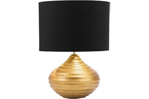 BELIANI Nowoczesna lampa stołowa złota ceramiczna czarno-złoty abażur Kuban