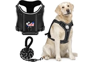 NICEJOOE Dog Vest Harnesses, Reflective Dog Harness, Pet Walking Vest/Training Product with Soft Handle (Black, S - (Neck: 30-48cm / Chest: 43-60cm))