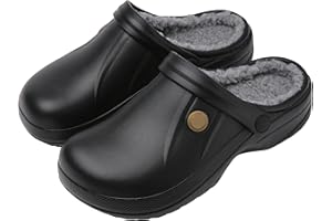 ChayChax Femme Hiver Sabots Fourrées Homme Pantoufles Chaud Peluche Chaussons Maison Imperméables Chaussures de Jardin Intérieur et Extérieur