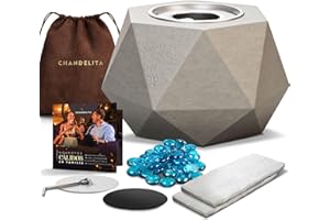 Chandelita Chimenea Bioetanol Mesa de 13 x13 x 9 cm con Bolsa y Piedras Decorativas - Mini Chimenea Decorativa - Chimeneas Bioetanol Mesa - Estufa Bioetanol Interior (Hexagonal Gris)