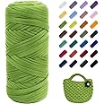 Uiopa T-Shirt Yarn, 200g/196ft Elastic Fabric Cloth Knitting T Shirt Yarn, Fruit Green Thick Crochet Yarn for Crocheting Bags/Baskets/Rugs, Home Decor, DIY Crafts