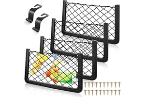 AIMISITE Storage Nets for Campervans, 4Pcs Cargo Net Car Storage Net Campervan Van Storage Solutions with Plastic Frame Elastic Mesh Bag Organizer Pocket (36 * 18cm) (with 2 Hooks)