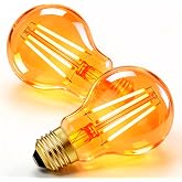 Liuyife E27 LED Vintage Filament Bulbs 6W (Equivalent to 60W), Amber Light Warm White 1800K, A60 E27 Edison 600LM, Non-Dimmab