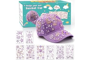 XOURSPATY Geschenke für Mädchen DIY Baseballkappe, Baseball Cap Selbst Gestalten mit Edelstein Aufklebern, Ostern Schulanfang Geburtstag Geschenk Mädchen 4 5 6 7 8 9 10 11 12 Jahre, Hut Bastelset Mädchen Schule