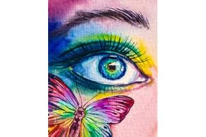 TISHIRON DIY Malen nach Zahlen Erwachsene Anfänger Augen Erwachsene Malen nach Zahlen Kits auf Leinwand Schmetterling Ölmalerei Kits für Erwachsene mit Pinseln Kunsthandwerk für Zuhause 40 x 50 cm(rahmenlos)