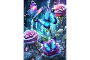 DPHERO Butterfly Diamond Painting Kits for Beginners Adults,5D DIY Roses Diamond Art Kits,Round Full Drill Fantasy Diamond Painting Art,DIY Painting by Numbers Diamond Art Painting 12x16 inch