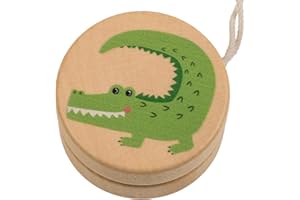 PHILUMO Holz Jo-Jo für Kinder, JoJo für Anfänger - Krokodil Tiermotiv Yoyo - Ø 5,5 cm