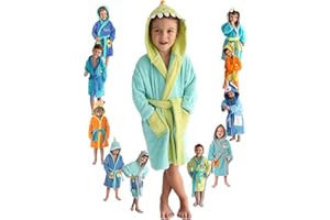 LEBENGOOD - Albornoz Niños adolescentes Algodón: Niño, Infantil - 100% Algodón OEKO-TEX - 2 Bolsillos, Cinturón, Capucha, Albornoces Felpa muy suave con bordados para niños