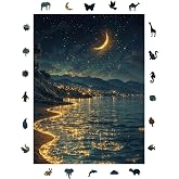WePuzzleUp Ahşap Puzzle Yetişkin - Yıldızların Kıyısı - 450 Par&ccedil;a, 29 x 39 cm - Yapıştırıcı Folyo Dahil - Benzersiz Şekilli P