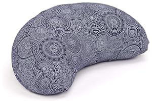 Bodhi Yogi Collection Maharaja Coussin de méditation en forme de croissant de lune, garni de cosses de sarrasin, avec housse amovible en coton, housse à motif