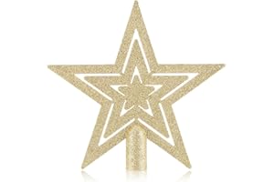 com-four Estrella Brillante para Adorno de árbol de Navidad - Adorno de Estrella para árbol de Navidad - Adorno de árbol de Navidad para Cada Adorno de árbol - Flor de Pascua irrompible