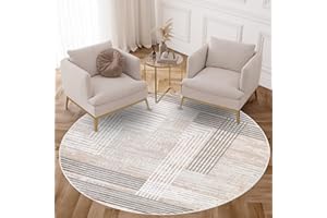TAPISO Crystal Tappeto Rotondo Pelo Corto Lucido Effetto 3D Design Moderno Motivo Astratto Geometrico Linee Simmetriche Grigio Scuro Bianco Beige Soggiorno Camera 160 x 160 cm