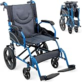 Mobiclinic&reg; Folding Transit Wheelchair Seat 46 cm | Folding Backrest, Folding Footrest, Double Braking System, Reinforced Ste