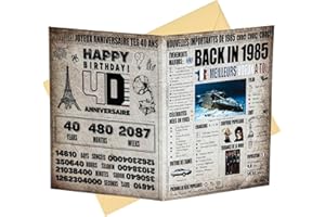 joyoldelf Carte Anniversaire 40 Ans - Cadeau d'Anniversaire Original Homme Femme, Affiche d'Anniversaire Vintage, Enveloppe Carte de Voeux Pour Maman Papa Ami Collègue Famille Garcon Fille Mari(1985)