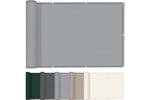 HENG FENG Frangivista Balcone Recinzione 90x600cm HDPE Frangivento Protezione UV Resistente al Vento per Patio Giardino con Fascette,Grigio