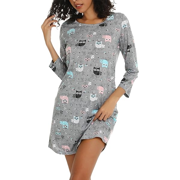 Camicia Da Notte, Fiori, Scollo A V, Manica Ad Aletta, Cotone - Foto 2