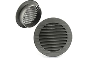 MKK 17969 - Griglia di aerazione per esterni con zanzariera, 60 70 80 90 100 120 125 150 mm, colore: Bianco/Grigio/Marrone, Grau, Ø 90 mm