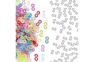 GYTFOG 600 Pcs S Clips for Loom Bands，Rainbow Loom（300 White and 300 Colourful）,Bracelet Connectors for DIY Bracelet Making Weaving Necklace Jewelry Accessories, Rainbow Loom Rubber Bands