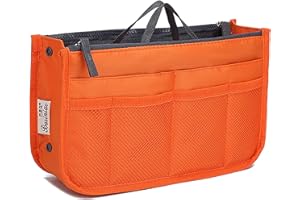 YUEMING Organisateur de Sacs à Main, Femmes Sac de Rangement Intérieur Bag avec 13 Poches Grand Extensible Bourse avec Fermeture Eclair et Poignée pour Documents Téléphone, Cosmétiques et Clés