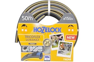 HOZELOCK - Tuyau Tricoflex Ultramax Ø 15mm (5/8") 50 M : Tuyau d'Arrosage Robuste, Résistant aux Intempéries, Anti-Vrille, Anti-Torsion et Anti-Écrasement, 40% PVC Recyclé [116249]
