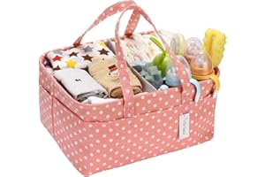 Hinwo Baby Windel Caddy 3-Compartment Infant Nursery Tote Aufbewahrungsbehälter Tragbare Organizer Neugeborenen Dusche Geschenkkorb mit abnehmbarem Teiler 10 unsichtbaren Taschen für Windeln