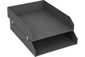 Bigso Box of Sweden Portacorrispondenza in cartone - Porta documenti ufficio impilabili per conservare i documenti - Porta fogli da scrivania in materiale riciclato - Set da 2 - nero