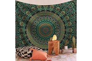FENDROM Mandala Tapestry Hippie Room Decor Bohemian tapestries Wall Hanging boho tapestry for Bedroom Mystic Chakra Meditation Peacock Decor Tapestry Decoration for Living Room Backdrop Dorm