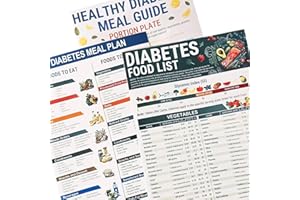 IFUDE 3 Pcs Diabetic Food Chart Meal Planner, Laminated Diabetes Food List Meal Planner Book for Healthy Life Habbit
