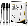 G4GADGET Pack of 50 - Medium Tip Fluent Smooth Writing Black Biro Ballpoint Pens