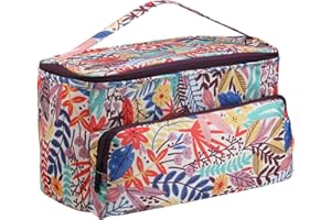 ‎KATECH Katech Stricktasche Aufbewahrung, Handarbeitstasche mit Seitentaschen und Handschlaufe, zum Transportieren von Strick-/Häkeln Wolle und Zubehör (Orange)