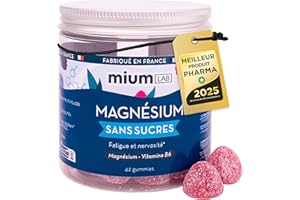 MIUM LAB GUMMIES EXPERTISE Mium Lab Gummies Magnésium 300mg - Magnesium Citrate et Vitamine B6 - Anti Stress, Fatigue et Nervosité - Complément Alimentaire Magnesium Adulte et Enfant - Goût Fruits Rouges - Gummies Sans sucres