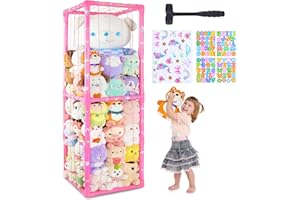 MHJY Stuffed Animals Zoo Storage Soft Toy Holder Organiser Large Cuddly Toys Storage Shelf with Elastic Band Stuffed Animals Cage for Nursery Playroom Bedroom Kids Room Furniture