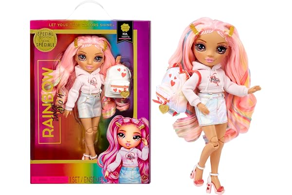 Rainbow Junior High Special Edition - KIA Hart - Poupée Mannequin Rose de 22.86cm avec Accessoires et Sac à Dos Souple avec Ouverture - Idéal pour des Enfants de 4 à 12 Ans