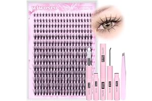 wiwoseo Manga Individual Eyelashes Kit Manga Lashes Wispy Cluster Lashes Kit Anime Lash Extensions Kit with Bond and Seal Lash Glue Individual Kit Natural Lash Clusters Eyelash Extension Kit (8-16MM)