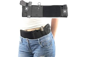 HHOOMY Funda de Pistola de Banda de Vientre elástico, Negro