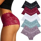 FINETOO Pack of 5 Lace Panties for Women Sexy Underwear for Women Soft and Comfortable Briefs Boxer Hipster Lingerie Multipac