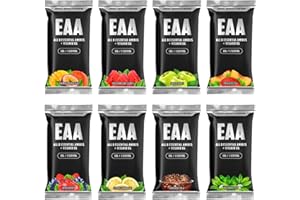 ‎IRON BROTHERS EAA Zero Sample Mix von IRON BROTHERS – 8x 10g Probe Vegane & Zuckerfrei Essentielle Aminosäuren für Fitness Intra Workout Getränkepulver in 5 verschiedenen Geschmacksrichtungen.