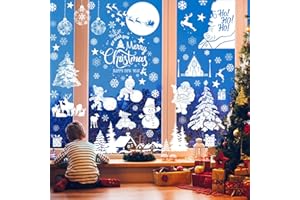 ‎MIZIJIA Weihnachten Fenstersticker, Weihnachtsdeko Fenster, 9 Blatt Fensterbilder Weihnachten Selbstklebend Fensterdeko, Weiß Weihnachts Fensterbilder Weihnachtsdeko Winterdeko Schneeflocken Fensteraufkleber