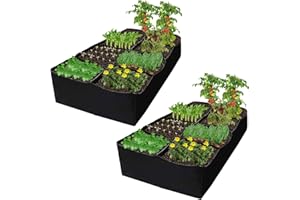 LES-THERESA 2 Piezas Bolsa Cultivo Rectangular, 180*90*30 cm Bolsas de Cultivo para Plantas 8 Dividido Rejilla Cama de Jardin Elevada Bolsa de Plantación Bolsa de Cultivo Rectangular, para Interior al Aire Libre