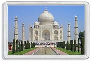 AWS Magnete in PVC Rigido Taj Mahal Tajmahal India Souvenir Tempio Agra Gadget calamita Fridge Magnet Magnete da frigo in plastica Dura con Immagine Fotografica Città City Temple