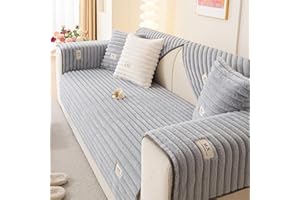 tianxinbaobei Fuzzy Sectional Couch Cover for Sofa, Plush Warm Sofa Covers Washable for Loveseat Cushion Couch,Non-slip Slipcover Sofa Covers for Pets Dogs Furniture Protector(1PC,Grey,35"x63")