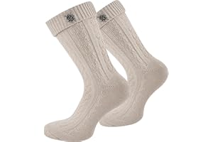 Effeet 1 Paar Kurze Trachtensocken für Herren und Damen mit Edelweiß-Pin, perfekte Trachtenstrümpfe für das Oktoberfest