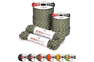 Brotree 4mm Paracord 550 7 Fili Nylon Corda 15M Tipo III Corda da Paracadute per Sopravvivenza, All'aperto, Fatto a Mano - 250kg Carico di Rottura (Verde Militare Camo)